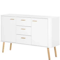 Skandi Kommode in Weiß mit Eiche - Gazona