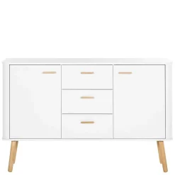 Skandi Kommode in Weiß mit Eiche - Gazona