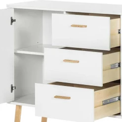 Skandi Kommode in Weiß mit Eiche - Gazona