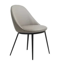 Skandi Kunstlederstuhl in Taupe & Schwarz - Johns