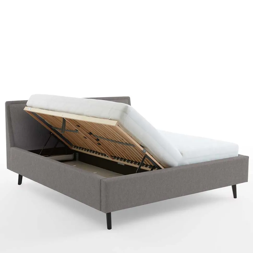 Skandi Polsterbett in Hellgrau & Schwarz - Stramo