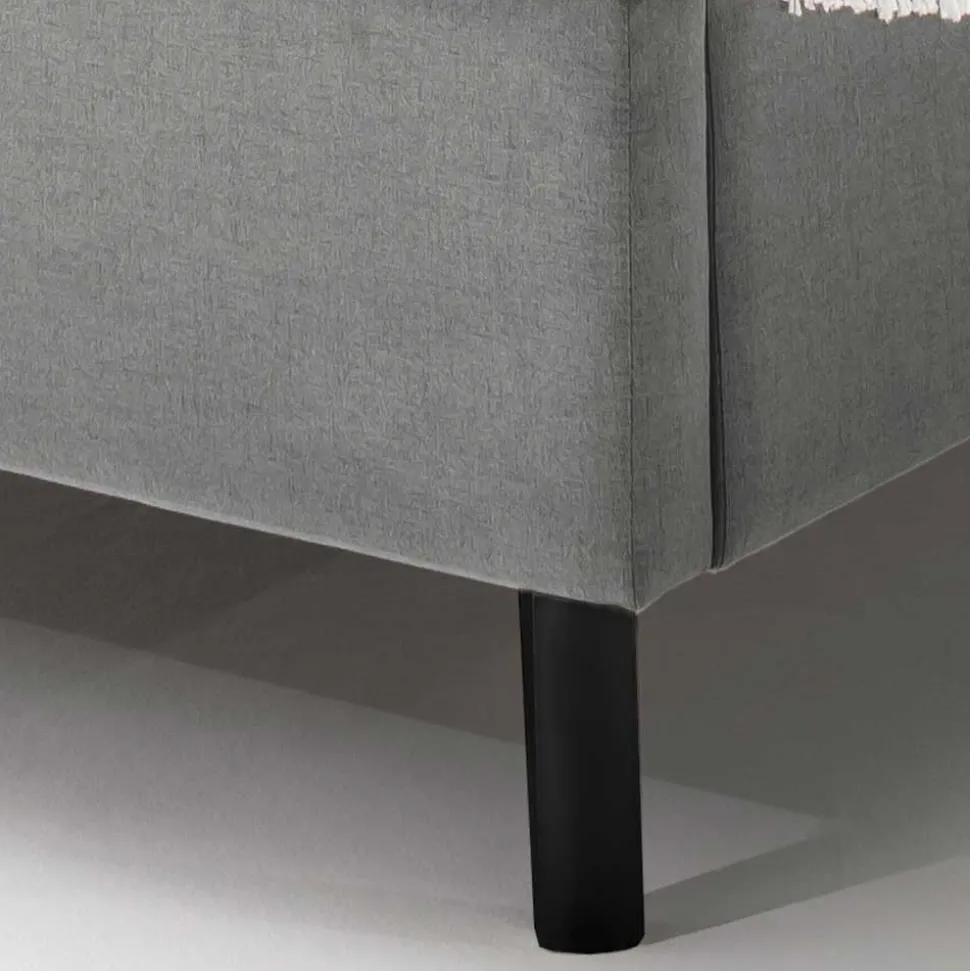 Skandi Polsterbett in Hellgrau & Schwarz - Stramo