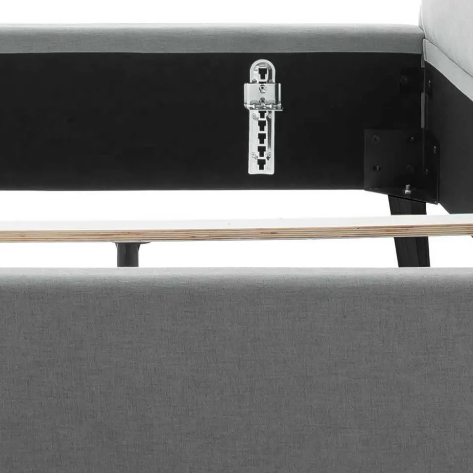 Skandi Polsterbett in Hellgrau & Schwarz - Stramo