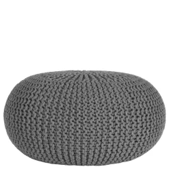Skandi Pouf mit dunkelgrauem Strickstoff Bezug - Finaron