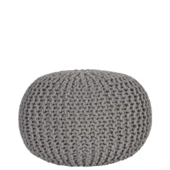 Skandi Pouf mit dunkelgrauem Strickstoff Bezug - Finaron