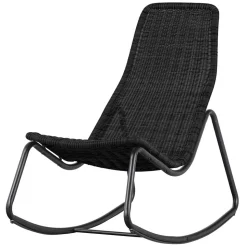 Skandi Schaukelstuhl aus Kunstrattan in Schwarz - Vurgos