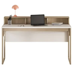 Skandi Schreibtisch in Eiche Optik und Weiß - Ovidio