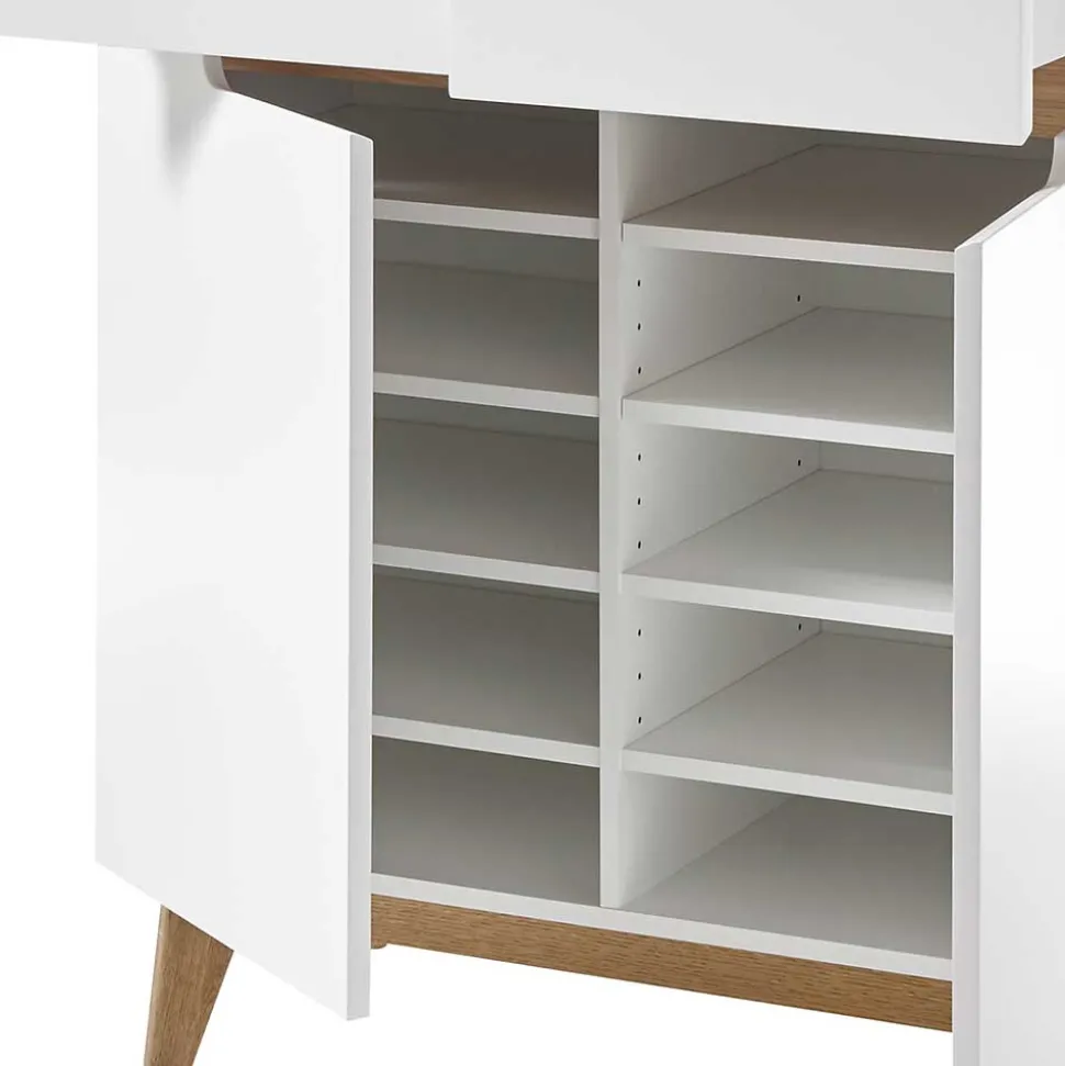 Skandi Schuhschrank in Weiß & Eiche - Blacingo