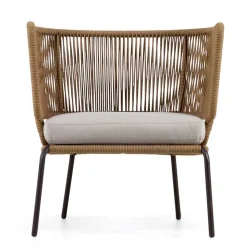 Skandi Sessel aus Geflecht Kordel in Beige - Suvacol (2er Set)