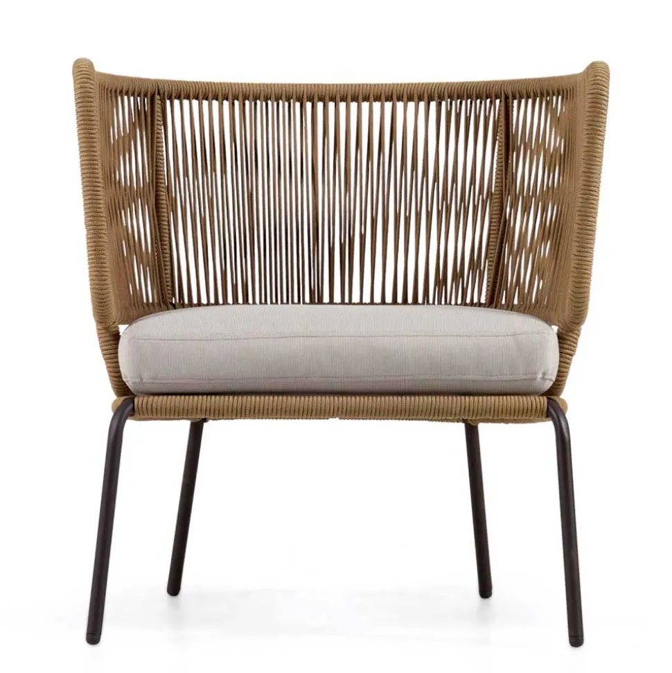 Skandi Sessel aus Geflecht Kordel in Beige - Suvacol (2er Set)