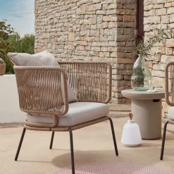 Skandi Sessel aus Geflecht Kordel in Beige - Suvacol (2er Set)