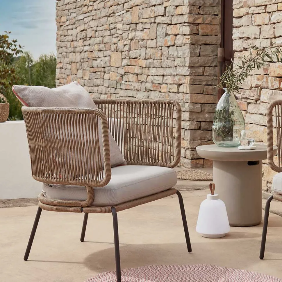 Skandi Sessel aus Geflecht Kordel in Beige - Suvacol (2er Set)