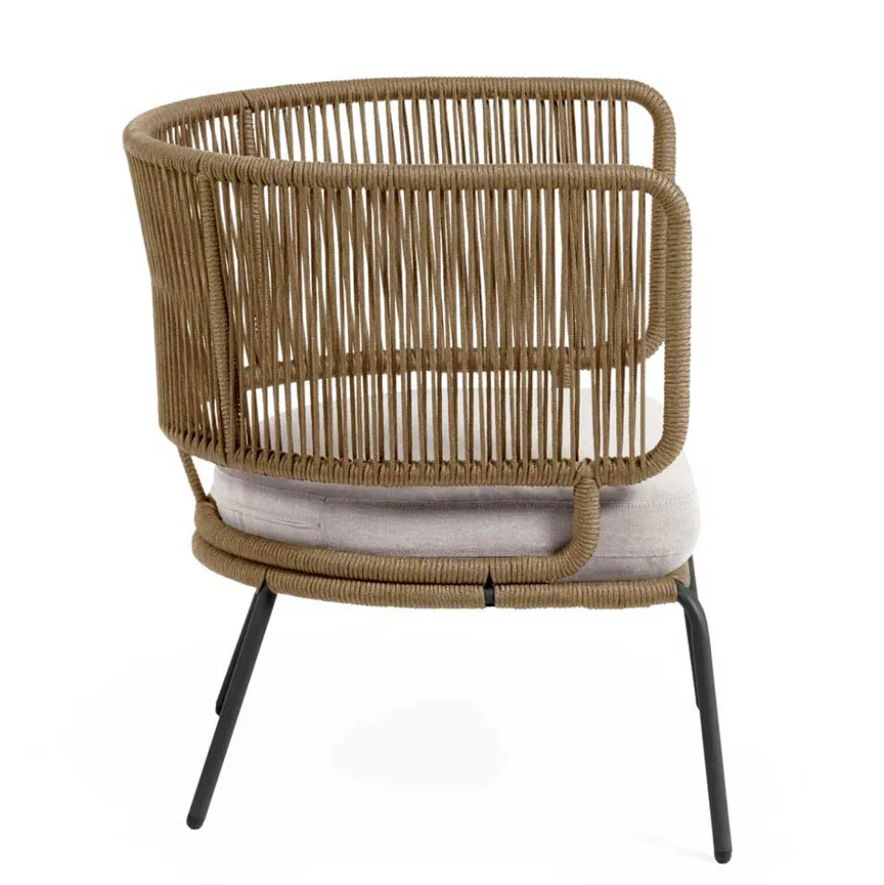 Skandi Sessel aus Geflecht Kordel in Beige - Suvacol (2er Set)