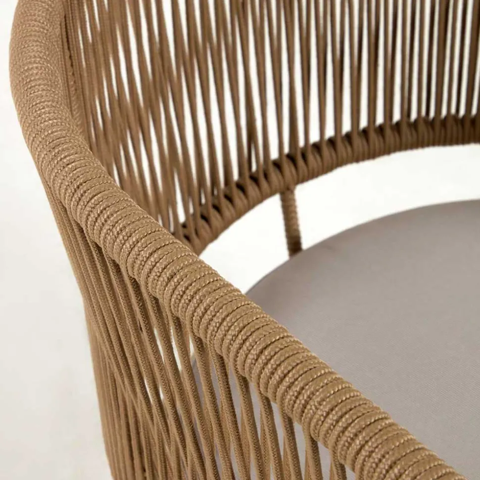 Skandi Sessel aus Geflecht Kordel in Beige - Suvacol (2er Set)