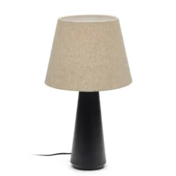 Skandi Tischleuchte in Beige Stoff - Siorodo