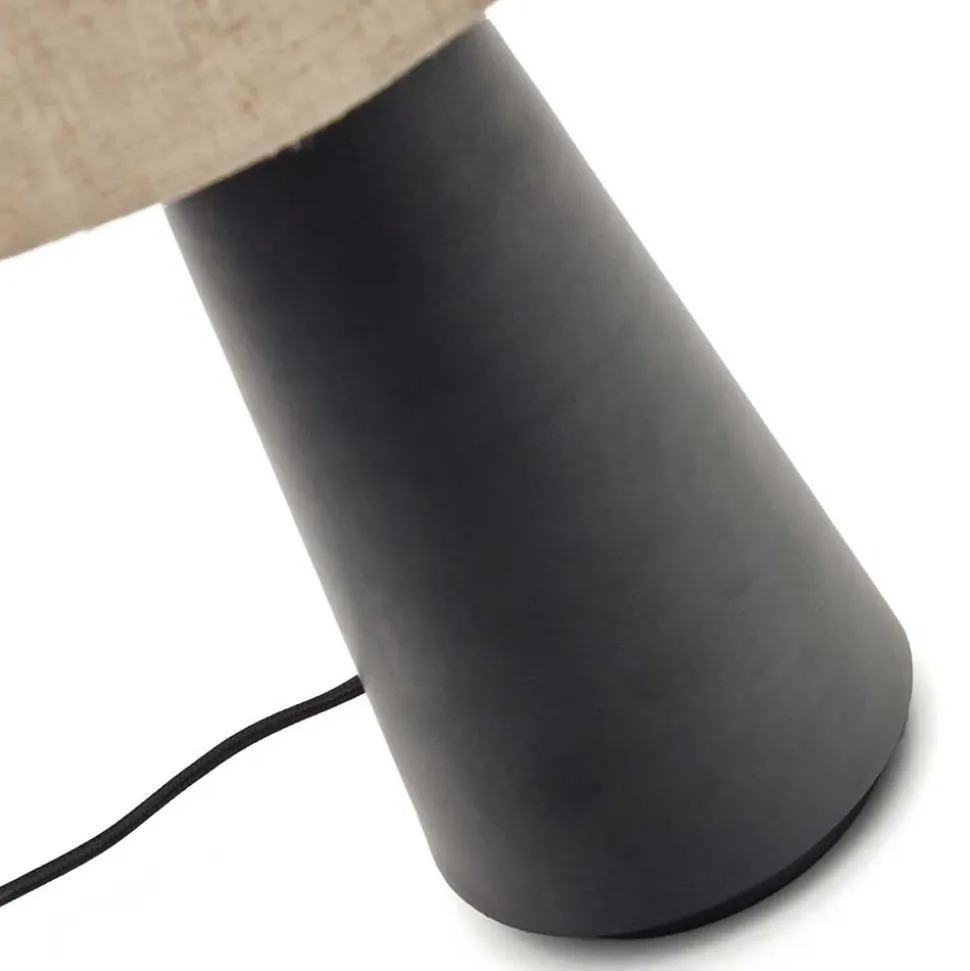 Skandi Tischleuchte in Beige Stoff - Siorodo