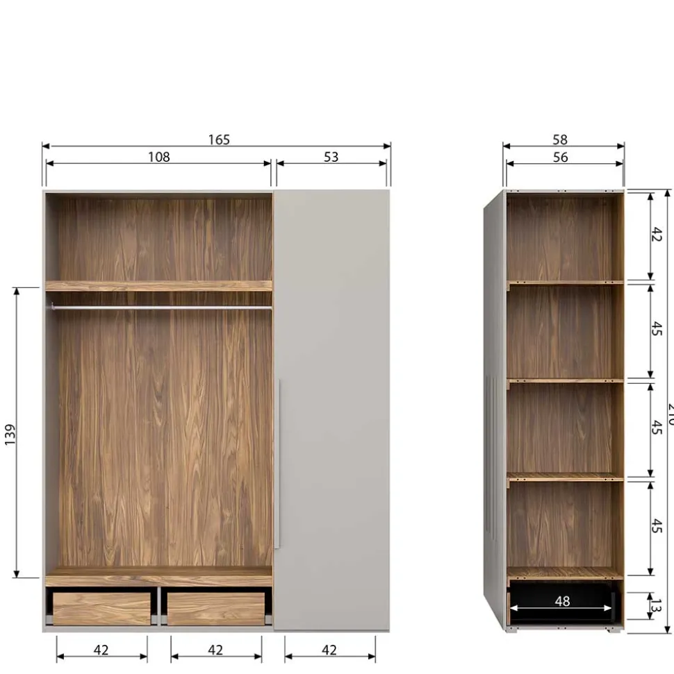 Skandi 3-türiger Schlafzimmerschrank in Grau - Rochella