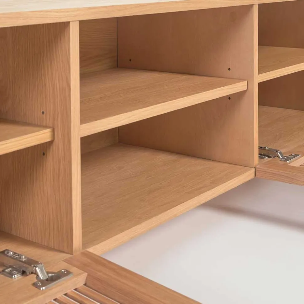 Skandi TV Lowboard mit Lamellen Klapptüren - Azuro