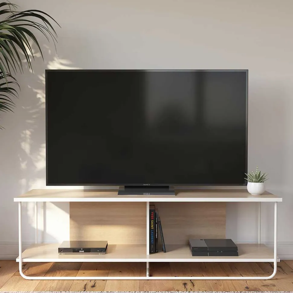 Skandi TV Tisch in Weiß und Natur - Elmavirio