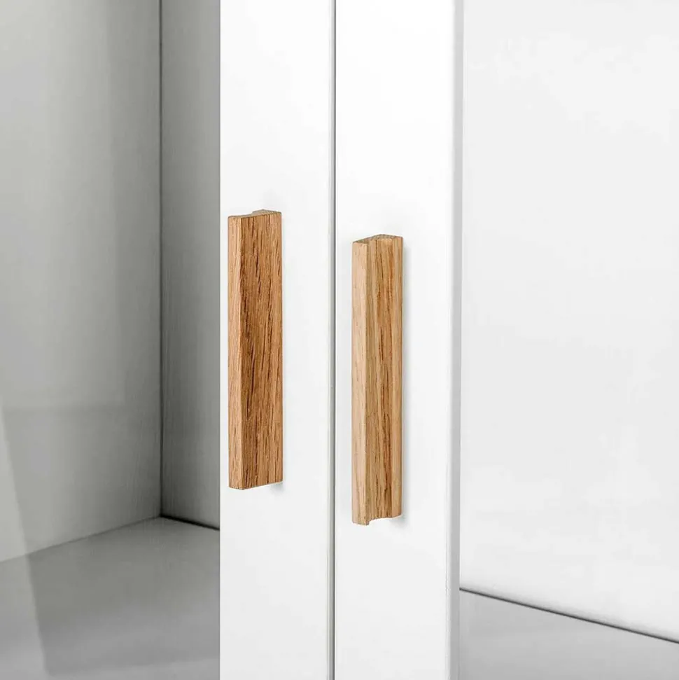 Skandi Vitrine in Weiß und Eiche Natur - Yarisis