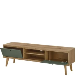 Skandi Wohnwand in Graugrün - Oliva (vierteilig)