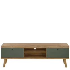 Skandi Wohnwand in Graugrün - Oliva (vierteilig)