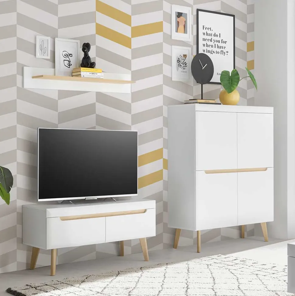 Skandi Wohnzimmermöbel Set - Ginko (dreiteilig)