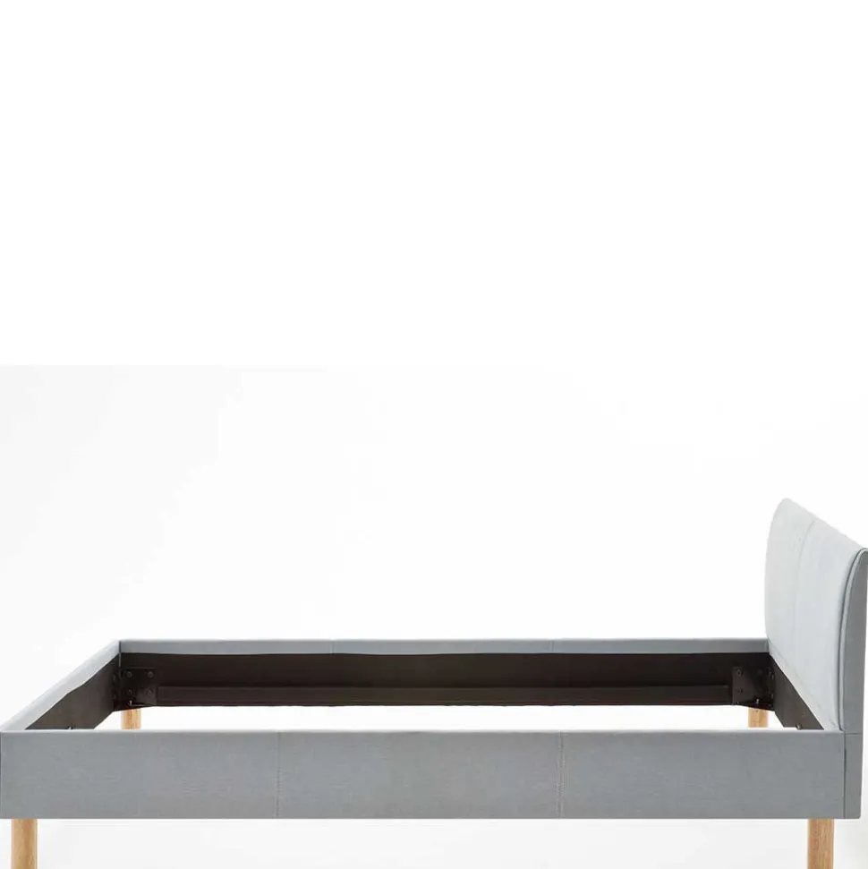 Skandinavisches Polsterbett in Hellblau Webstoff - Ortava