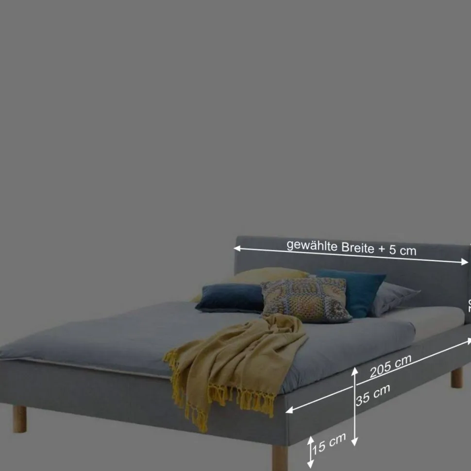 Skandinavisches Polsterbett in Hellblau Webstoff - Ortava