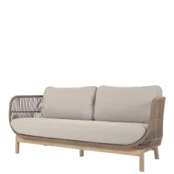 Sofa aus Kordel Geflecht & Holz mit Polster - Calivias