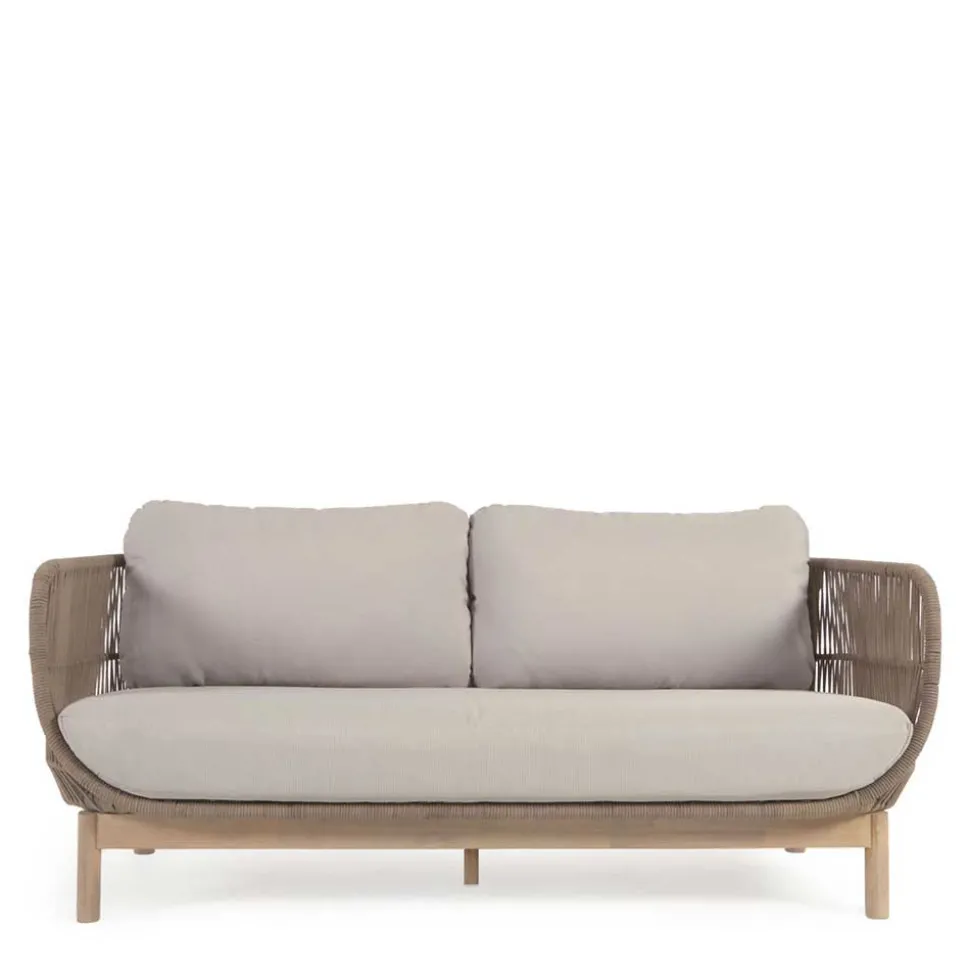 Sofa aus Kordel Geflecht & Holz mit Polster - Calivias
