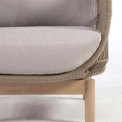 Sofa aus Kordel Geflecht & Holz mit Polster - Calivias