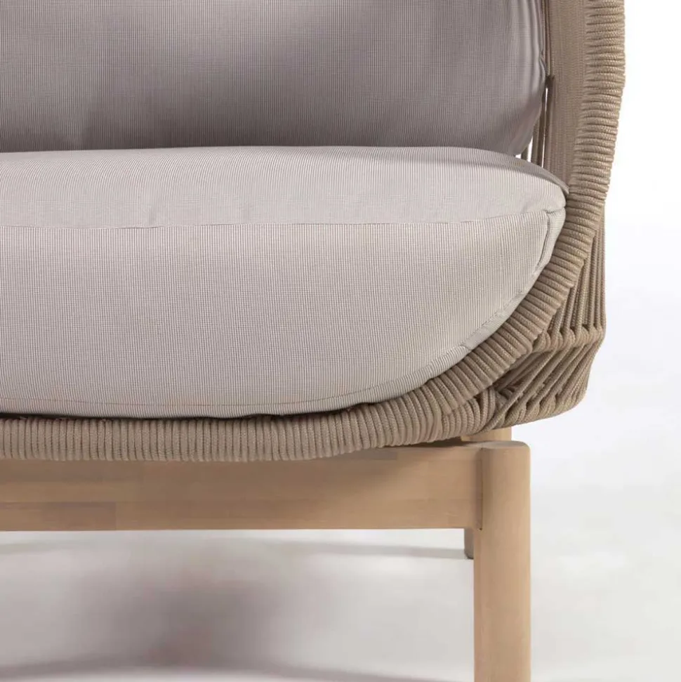 Sofa aus Kordel Geflecht & Holz mit Polster - Calivias