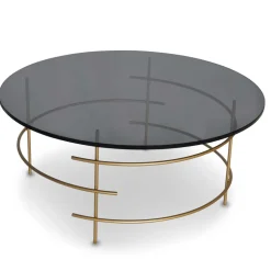 Sofatisch aus Rauchglas & Metall Goldfarben - Crontone