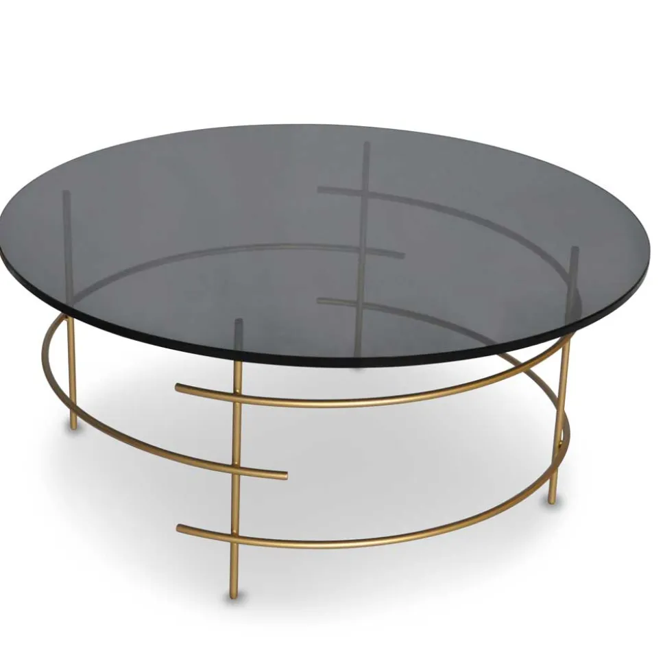 Sofatisch aus Rauchglas & Metall Goldfarben - Crontone