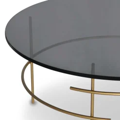 Sofatisch aus Rauchglas & Metall Goldfarben - Crontone