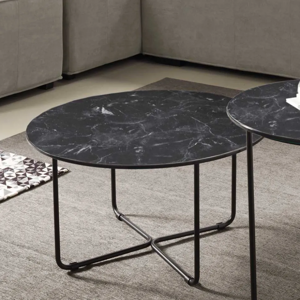 Sofatisch mit Glasplatte in Marmor Optik - Patinca