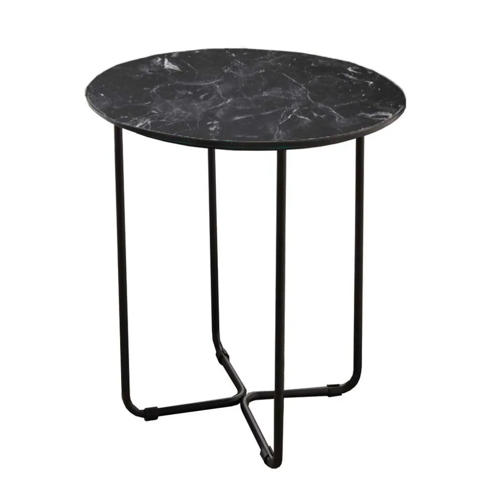 Sofatisch mit Glasplatte in Marmor Optik - Patinca