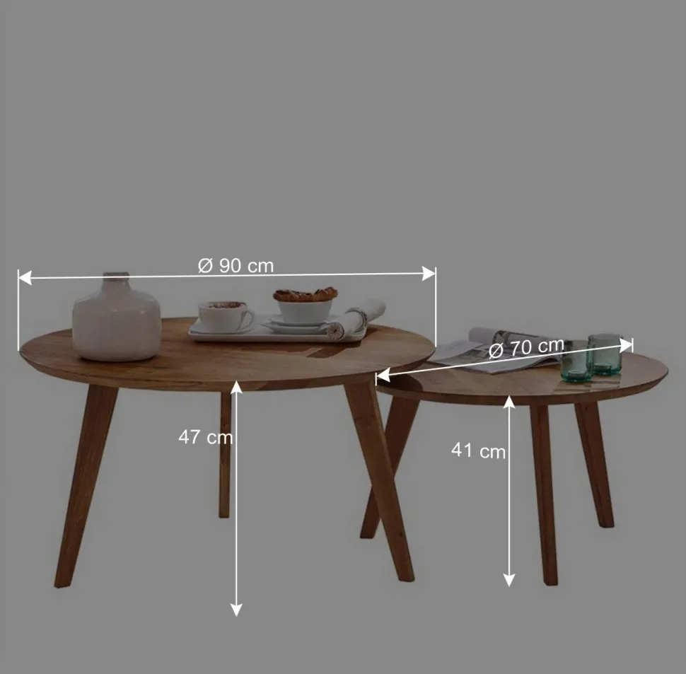 Sofatisch Set aus Wildeiche Massivholz - Ofmany (zweiteilig)