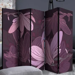 Spanischer Raumteiler mit Blumen Motiv in Lila Rosa - Cino