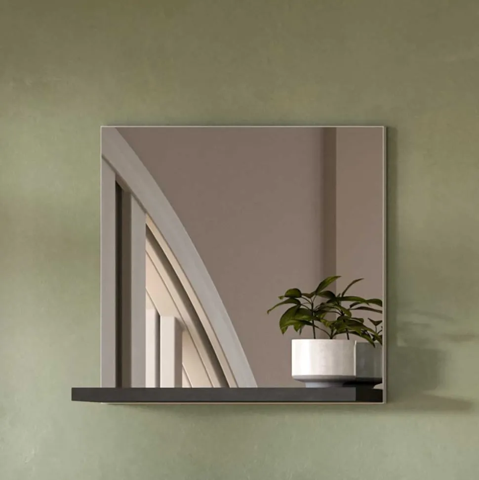 Spiegel mit Ablage in Dunkelgrau - Suad