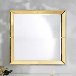 Spiegel mit Glasrahmen in Gold - Sognory