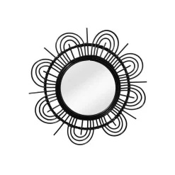 Spiegel mit Rattanrahmen im Blumen Look - Puzian