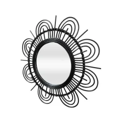 Spiegel mit Rattanrahmen im Blumen Look - Puzian