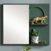 Spiegel mit Regal in Dunkelgrün - Aqua