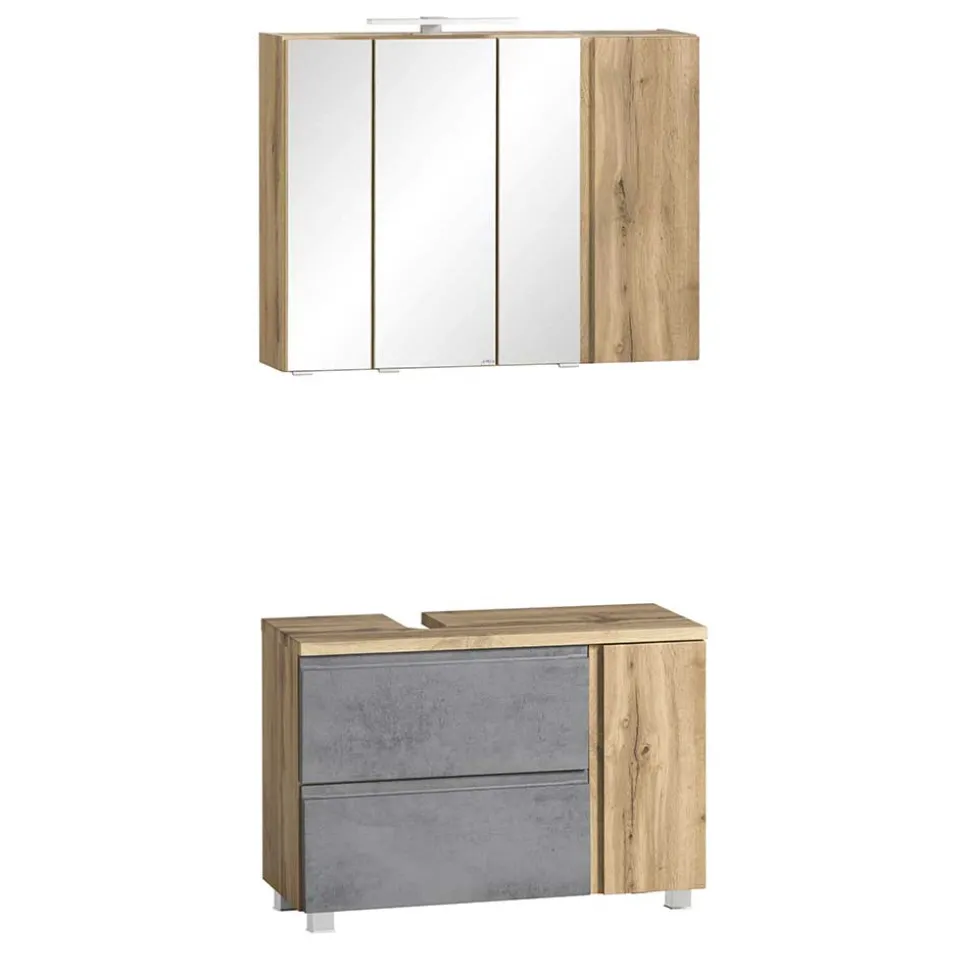 Spiegelschrank 4-türig & Unterbeckenschrank - Mia (zweiteilig)