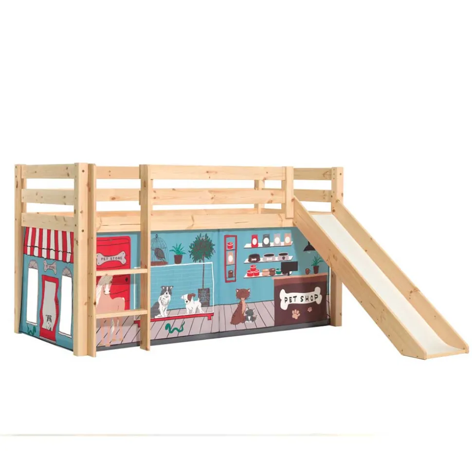 Spielbett mit Rutsche & Vorhang Haustier Laden - Luzius