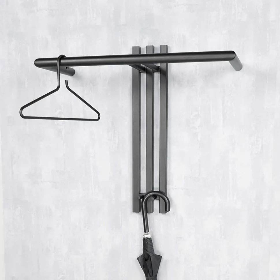 Stahl T-Design Wandgarderobe in Schwarz - Brittania