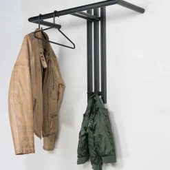 Stahl T-Design Wandgarderobe in Schwarz - Brittania