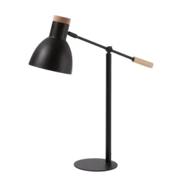 Stahl Tischlampe in Schwarz & Buche - Zandravo